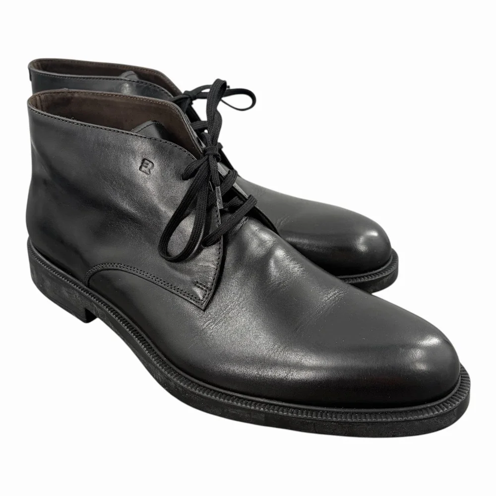 Fratelli Rossetti Mens Black Leather Chukka Ankle Boots Lace-Up Made In Italy 9M